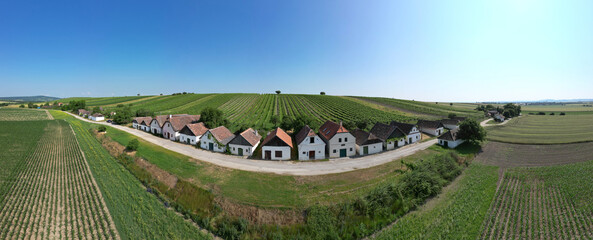 Panorama of Diepolz vine cellars and Vineyards near Grossharras
