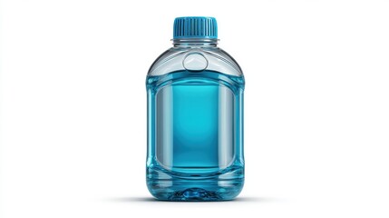 Clear plastic bottle filled with refreshing blue liquid