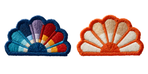 Colorful shell shaped doormats isolated on white background