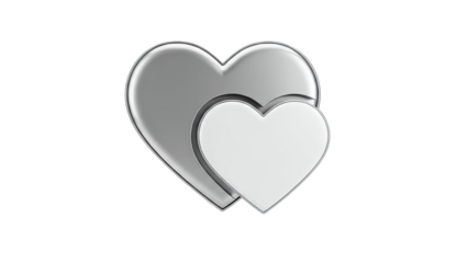 Two Overlapping Hearts on White Background