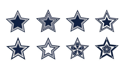 Blue Star Icons Set Isolated on White Background