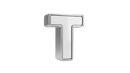 3D Rendered Silver Letter T Isolated on White Background