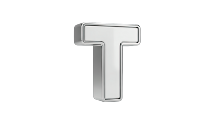 3D Rendered Silver Letter T Isolated on White Background