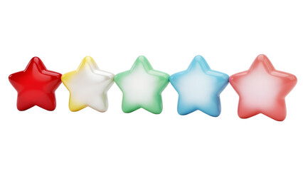Colorful Stars Arranged in a Row on White Background