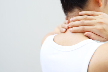 Neck, shoulder, and upper back pain is usually caused by a muscle injury. broken pillow	