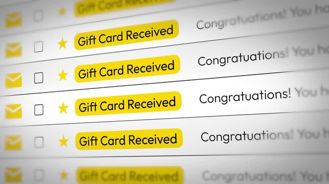 Gift Card Received animation 4k with typography in a box.Promotion, offer, marketing, strategy.