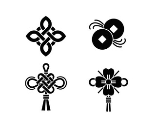 vector silhouette of a traditional Chinese knot