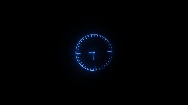 abstract glowing neon clock icon illustration.