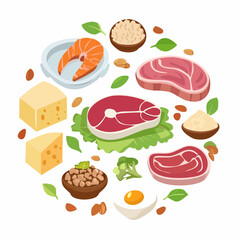 Assorted raw meat and seafood ingredients for delicious culinary preparation and cooking