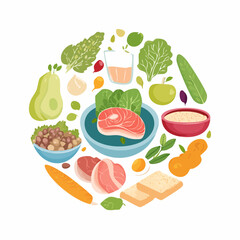 Healthy and Fresh Assorted Meat and Vegetable Meal Ingredients for Cooking and Nutrition