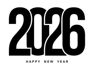 Festive 2026 Happy New Year PNG Design Transparent Background for Celebrations and Greetings © Model it