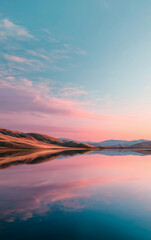 Serene Sunset Mountain Reflection on Calm Lake