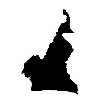 Black Silhouette Map of CAMEROON Isolated on Transparent Background Minimal Geographic Illustration