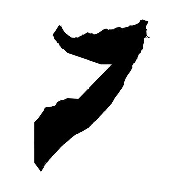Black Silhouette Map of SOMALIA Isolated on Transparent Background Minimal Geographic Illustration