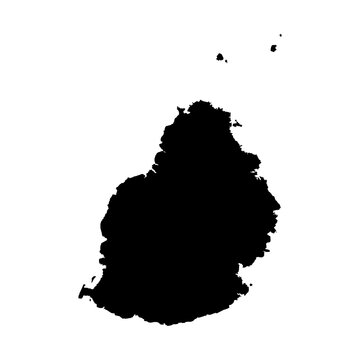 Black Silhouette Map of MAURITIUS Isolated on Transparent Background Minimal Geographic Illustration