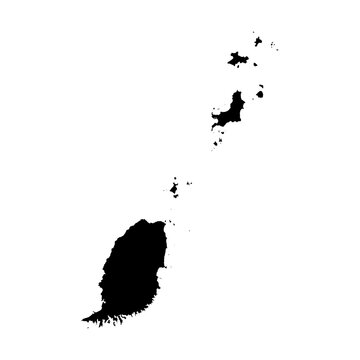 Black Silhouette Map of GRENADA Isolated on Transparent Background Minimal Geographic Illustration