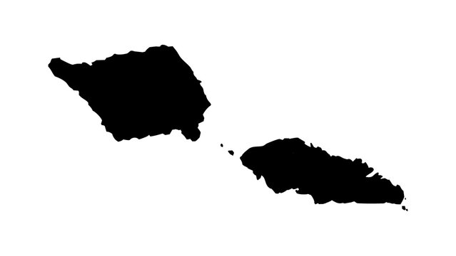 Black Silhouette Map of SAMOA Isolated on Transparent Background Minimal Geographic Illustration