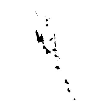 Black Silhouette Map of VANUATU Isolated on Transparent Background Minimal Geographic Illustration