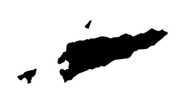 Black Silhouette Map of EAST TIMOR Isolated on Transparent Background Minimal Geographic Illustration