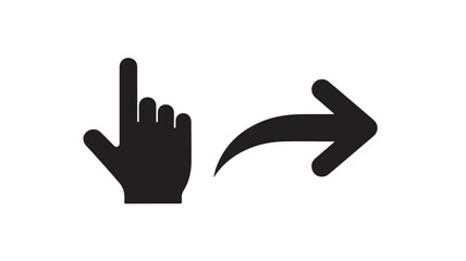 Obraz premium Cursor Hand and Direction Arrow Solid Icon for Navigation and User Interface Vector