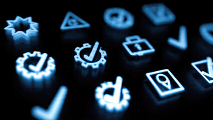 Glowing App Icons on Black Background