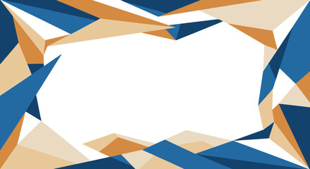 Geometric Abstract Frame Design, Blue and Beige Triangles on White Background