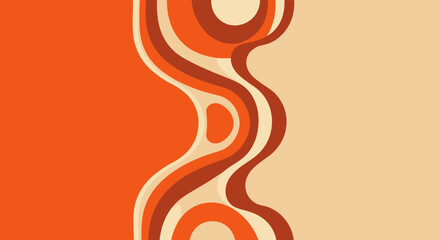 Retro Waves Pattern: 70s Inspired Orange and Beige Abstract Background