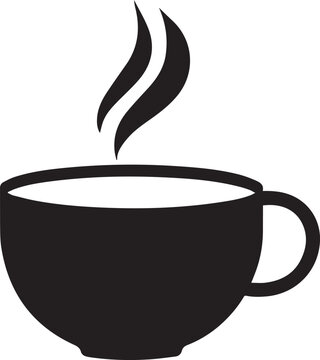 Minimal silhouette style vector tea cup logo design featuring clean black shapes, simple elegant line art, modern minimalist beverage icon ideal for caf&eacute; branding, tea shops, organic drink labels, pac