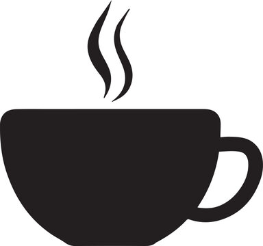 Minimal silhouette style vector tea cup logo design featuring clean black shapes, simple elegant line art, modern minimalist beverage icon ideal for caf&eacute; branding, tea shops, organic drink labels, pac