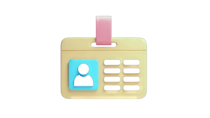 3D ID Card with Person Icon on White Background