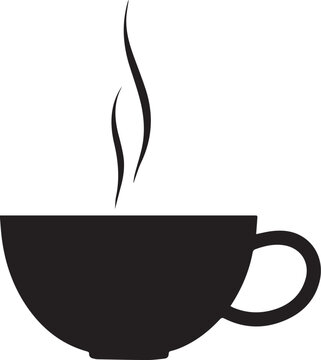 Minimal silhouette style vector tea cup logo design featuring clean black shapes, simple elegant line art, modern minimalist beverage icon ideal for caf&eacute; branding, tea shops, organic drink labels, pac