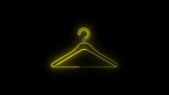 Yellow Neon Outline of a Clothes Hanger on a Black Background garment hanger coat hanger