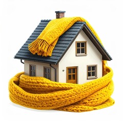 Cozy little house wrapped in a warm yellow scarf