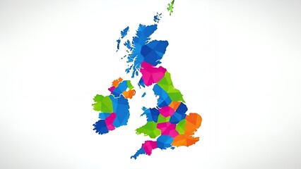 Obraz premium Colorful abstract map of the United Kingdom with regions