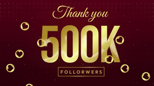 Thanking 500 Thousand followers on social media, celebration concept 4k animation with confetti.