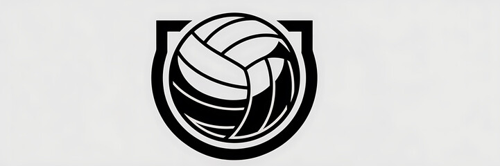 Black and white logo icon featuring a stylized volleyball inside a shield or crest shape, suitable for sports teams or clubs