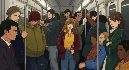 Standing Crowd in Public Transport