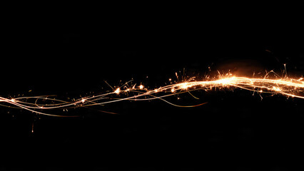 Sparkling Light Trails on Black Background