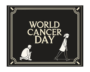World Cancer Day Black and Gold Stylish Typography Poster