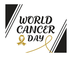 World Cancer Day Black and Gold Stylish Typography Poster