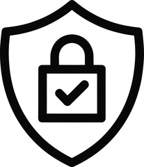 Secure protection icon with lock and shield
