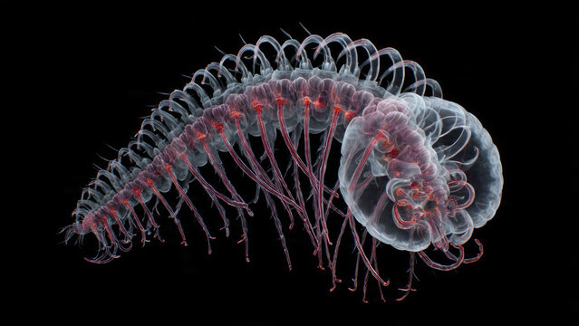 Tomopteris Marine Worm on Black