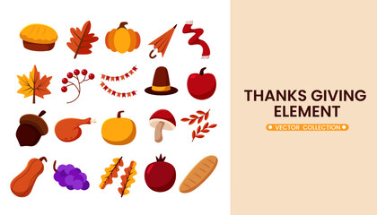 Set of Thanks Giving Element Collection