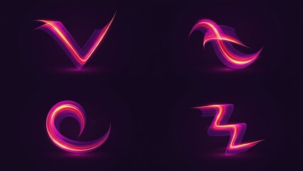 Abstract colorful light trails shapes on dark background