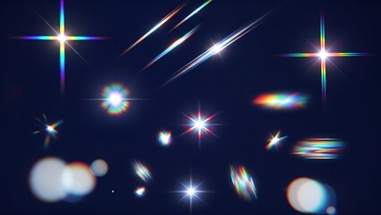 Collection of various colorful light effects lens flare and bokeh