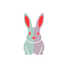 Obraz premium Cute cartoon rabbit illustration in pastel colors, a friendly bunny icon with big ears and a playful expression, perfect for children's themes and graphic design