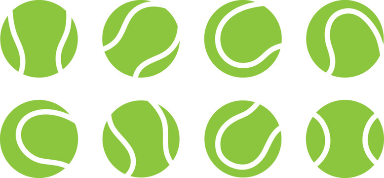 A vector icon set of tennis and padel balls, showcasing both filled and outline styles for sports design - Powered by Adobe