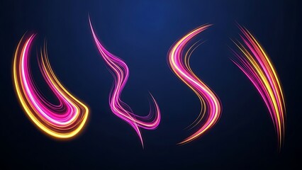 Colorful light trails abstract motion design on dark background