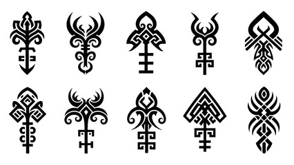 Tribal Symbols Collection: Abstract Geometric Ornaments and Glyphs