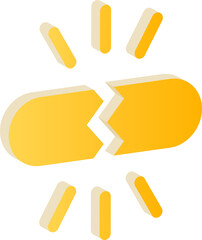 3D Yellow Broken Pill Warning Icon